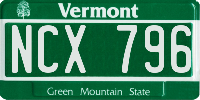 VT license plate NCX796