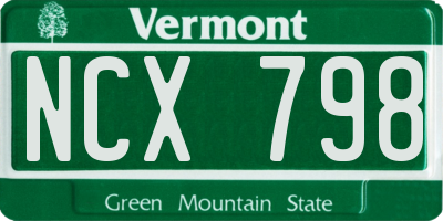 VT license plate NCX798