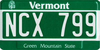 VT license plate NCX799