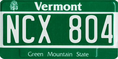 VT license plate NCX804