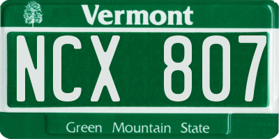 VT license plate NCX807