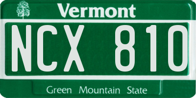 VT license plate NCX810