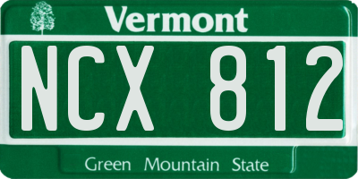 VT license plate NCX812