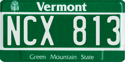 VT license plate NCX813