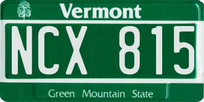 VT license plate NCX815