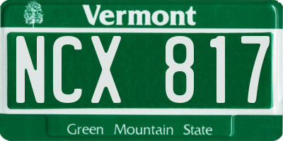 VT license plate NCX817