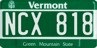 VT license plate NCX818