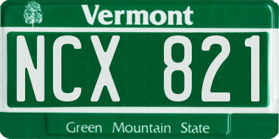 VT license plate NCX821