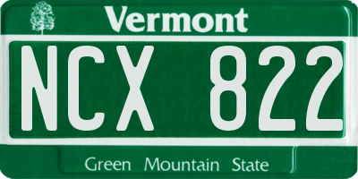 VT license plate NCX822
