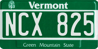 VT license plate NCX825