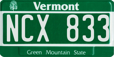 VT license plate NCX833