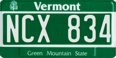 VT license plate NCX834