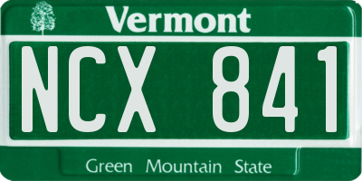 VT license plate NCX841
