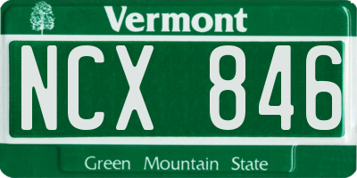 VT license plate NCX846