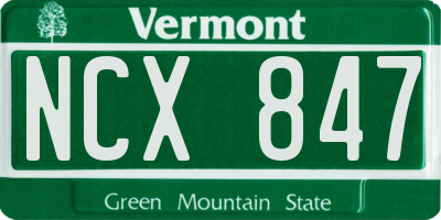 VT license plate NCX847
