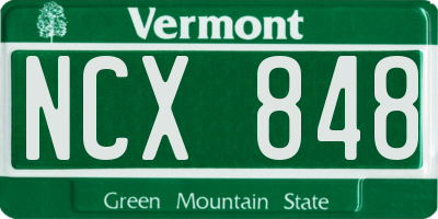 VT license plate NCX848