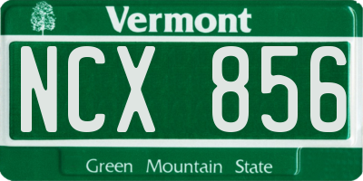 VT license plate NCX856