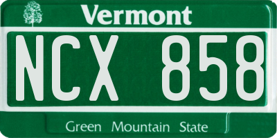 VT license plate NCX858