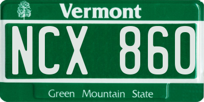 VT license plate NCX860