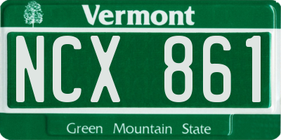 VT license plate NCX861