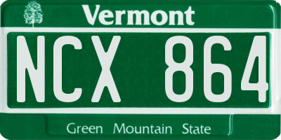 VT license plate NCX864