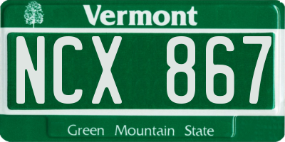 VT license plate NCX867