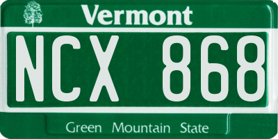 VT license plate NCX868