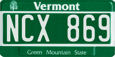 VT license plate NCX869