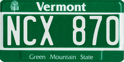 VT license plate NCX870