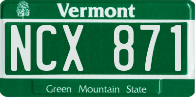 VT license plate NCX871