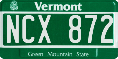 VT license plate NCX872