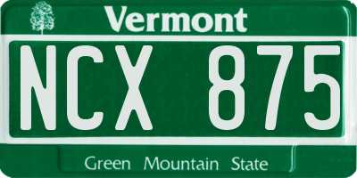 VT license plate NCX875