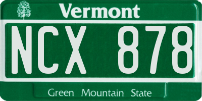 VT license plate NCX878