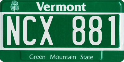 VT license plate NCX881