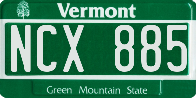 VT license plate NCX885