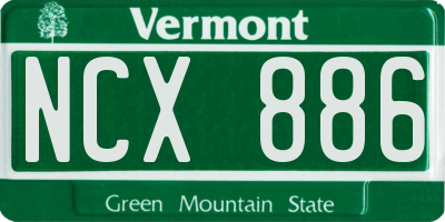 VT license plate NCX886