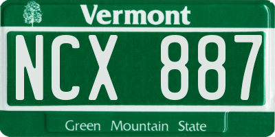 VT license plate NCX887