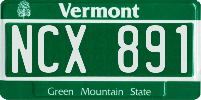 VT license plate NCX891