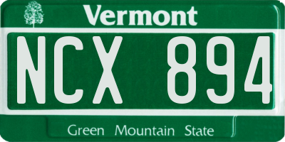 VT license plate NCX894