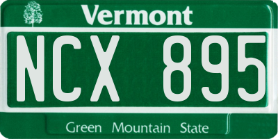 VT license plate NCX895