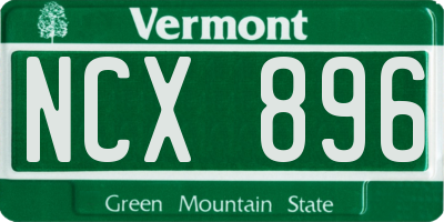 VT license plate NCX896