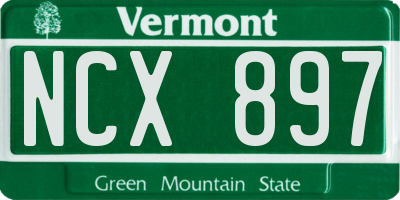 VT license plate NCX897