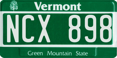 VT license plate NCX898