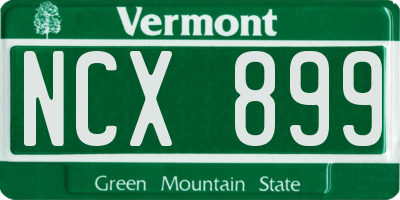 VT license plate NCX899