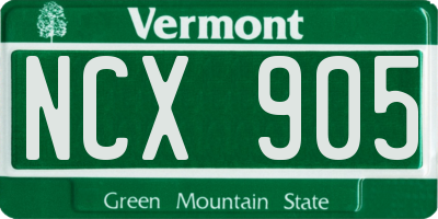 VT license plate NCX905