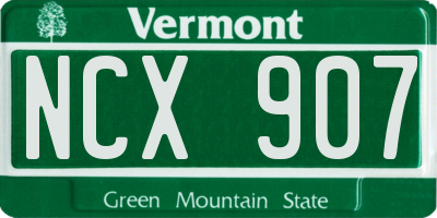 VT license plate NCX907