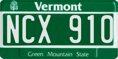 VT license plate NCX910