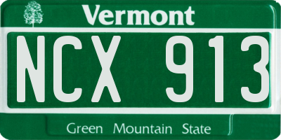VT license plate NCX913