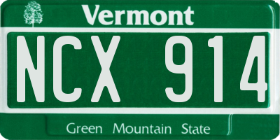 VT license plate NCX914