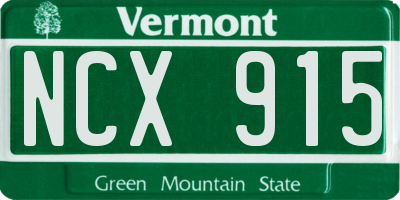 VT license plate NCX915